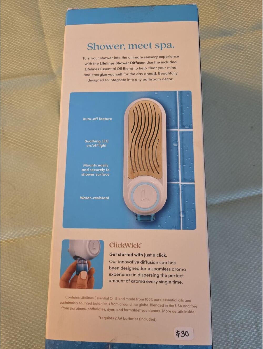 Lifelines Shower Diffuser with ClickWick Essential Oil Blend - Picture 2 of 4
